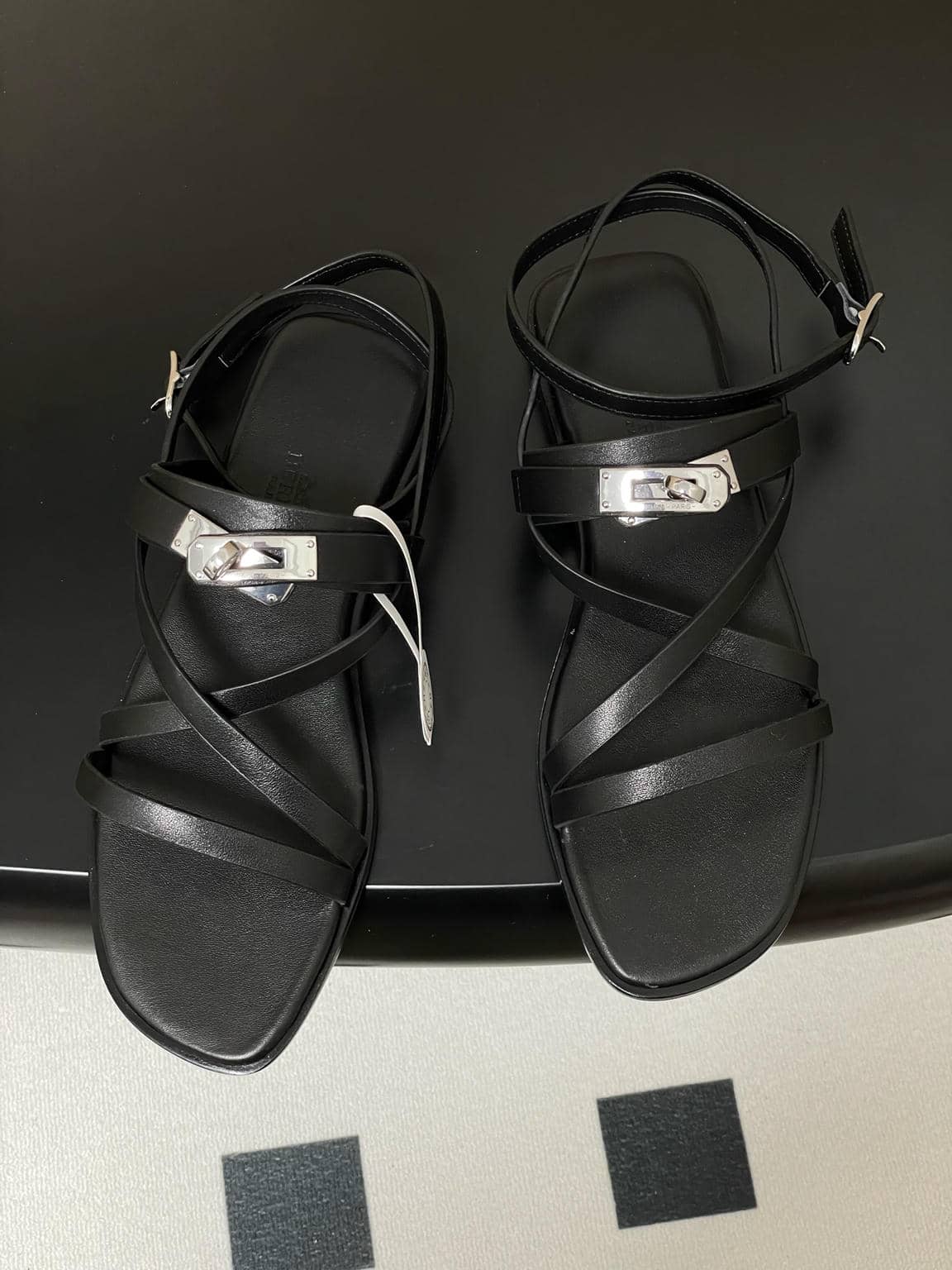 Hermes Kelly Buckle Thin-Strap Gladiator Sandals-7